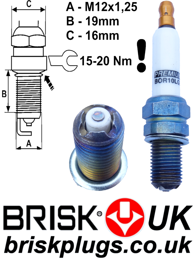 Brisk Premium LGS Racing BOR10LGS Spark Plug Brisk Premium LGS Racing BOR10LGS Spark Plug