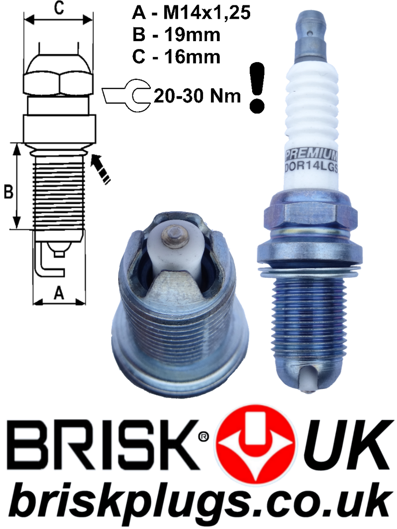 Brisk Premium LGS Racing DOR14LGS Spark Plug Brisk Premium LGS Racing DOR14LGS Spark Plug