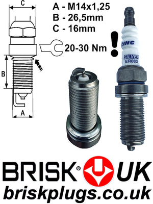 ER08S Brisk Silver Racing Spark Plugs