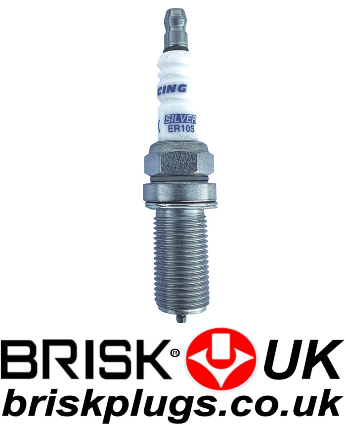 ER10S Brisk Silver Racing Spark Plugs,  High Octane, Race Fuel, LPG