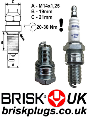 L14C Brisk Super Spark Plug, b5es, b6es, b5eb, b7es, b8es,  Brisk Racing,