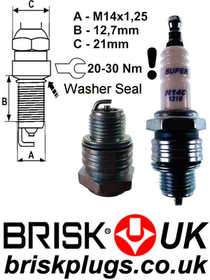 N14C Brisk Super Spark Plug, b4h, b4hs, b5hs, b6hs, b7hs, b8hs, b9hs