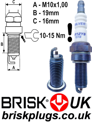 AR12YS Brisk Silver Racing Spark Plugs for Maserati Ferrari engine