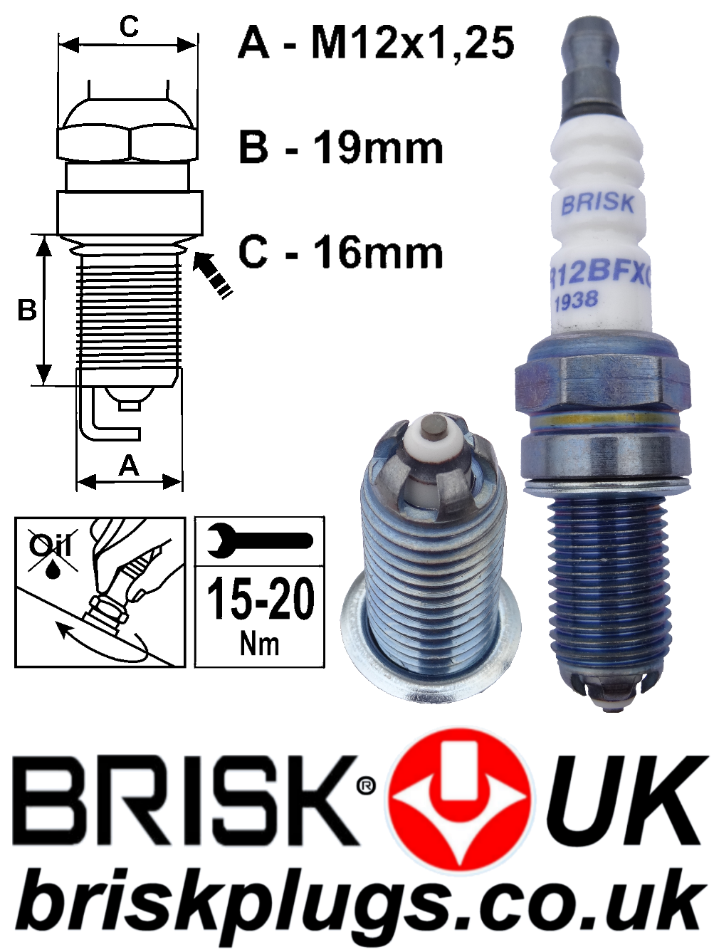 Brisk Premium Evo BR12BFXC Spark Plug Brisk Premium Evo BR12BFXC Spark Plug