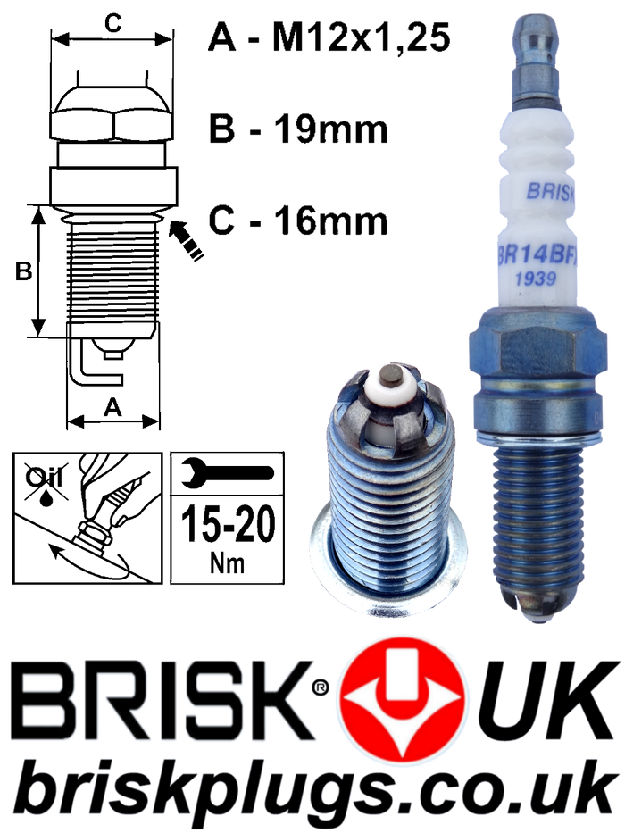 BR14BFXC Brisk Premium EVO Racing Spark Plugs