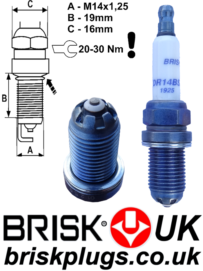 DR14BSXC Brisk Premium EVO Racing Spark Plugs