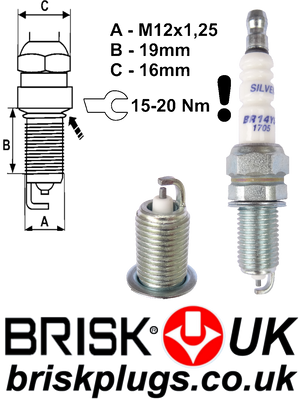 BR14YS Brisk Race Fuel Spark Plugs, Nitrous, Nitro, High Octane plugs