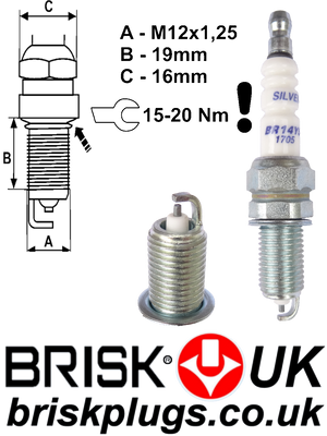 BR14YS Brisk Silver Racing Spark Plugs for Maserati 