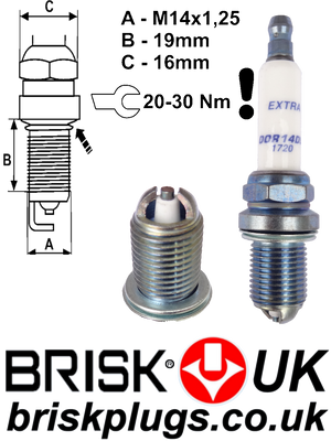DOR14DS Brisk Spark Plugs for Blu efficiency Mercedes Turbo Engine