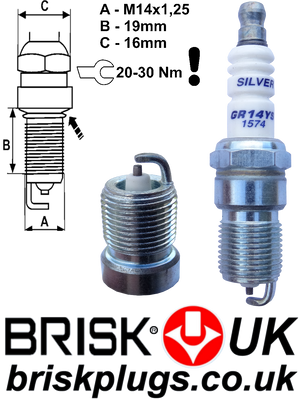 Gr14YS brisk silver spark plugs best for lpg cng methane alcohol fuel