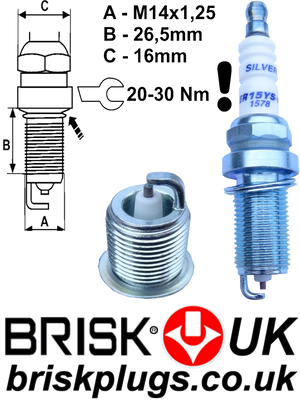 ER15YS Brisk Silver Spark Plugs Replacement part for Mercedes SL55 AMG W220 Kompressor LPG CNG 