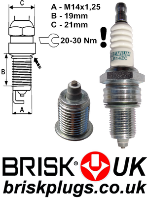 LR14ZC Brisk Classic Lancia Spark Plugs Delta Fulvia Thema Y10