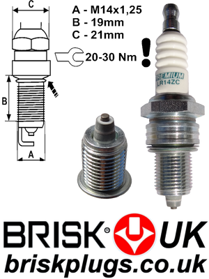 LR14ZC Brisk Racing Spark Plug Special design for more power Fiat X19