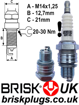 NR14S NR14YS Brisk Spark Plugs silver electrode specification 