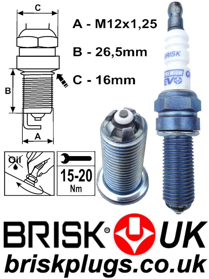 QR15BFXC Brisk Spark Plugs Premium Evo Racing