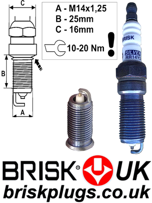 RR14YS Brisk Silver Spark Plugs for Mazda 2 demio