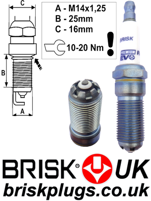 RR15BSXC Brisk Spark Plugs Premium Evo for Jeep WK SRT8 6.2